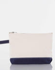 canvas pouch with navy bottom section on a white background