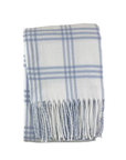 Plaid blanket with blue and white colors on a white background