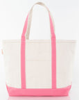 Coral Trim Canvas Tote Bag