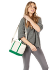 Crossbody Classic Boat Tote with Green Trim