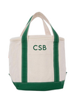 Embroidered Canvas Lunch Tote, Green Trim