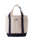 Embroidered Canvas Lunch Tote, Navy Trim