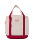 Embroidered Canvas Lunch Tote, Red Trim