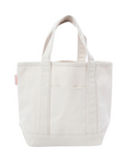Embroidered Small Open Top Canvas Tote Bag, natural trim