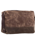 Khaki Waxed Canvas Men's Toiletry Bag, Monogrammed