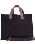 Monogrammed Leather Handle Crossbody Tote Bag