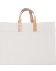 Leather Handle Natural Canvas Open Top Tote Bag