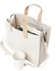 Monogrammed Leather Handle Crossbody Tote Bag