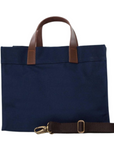 Monogrammed Leather Handle Crossbody Tote Bag