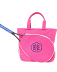 Monogrammed Pink Canvas Tennis Tote Bag