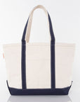 Navy Trim Canvas Tote
