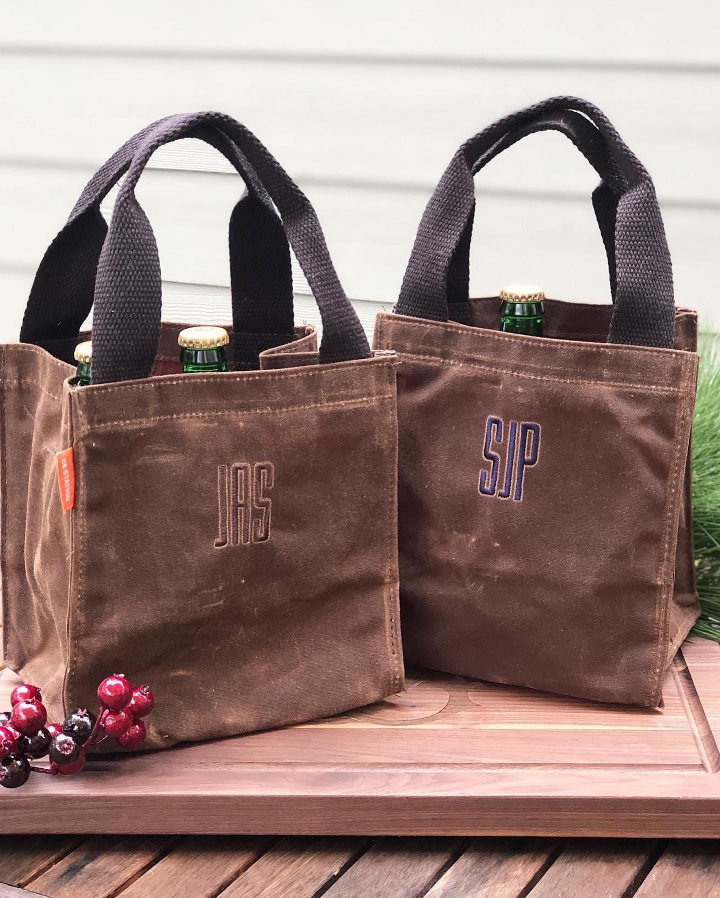 personalized waxed canvas beer tote, perfect gift for him
