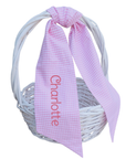 Personalized pink gingham Easter basket sash with child’s name
