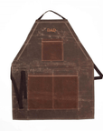 olive and brown waxed canvas personalized apron for him