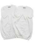Classic heirloom knit baby gown for boys with plain edge, and girls with scallop edge