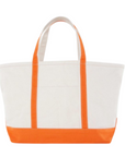 Large Orange Trim Canvas Tote Bag, Embroidered