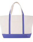 Large Purple Trim Canvas Tote Bag, Embroidered