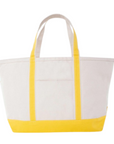 Large Yellow Trim Canvas Tote Bag, Embroidered