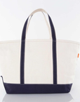 large navy trim canvas tote bag