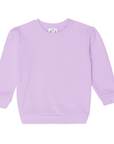 Girls' lavender puff sleeve sweatshirt on a white background