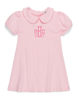 Pink Peter Pan collar dress with classic monogram
