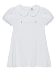 White Peter Pan collar dress with personalized name embroidery