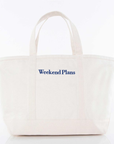 Weekend Plans embroidered large canvas tote for travel, weekend getaways, and everyday adventures.