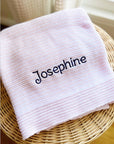 Embroidered Baby Name Stripe Knit Blanket - baby shower gift