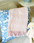 Monogrammed Baby Girl Pink Flannel Blanket