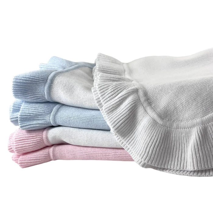 personalized cotton baby blanket with ruffle