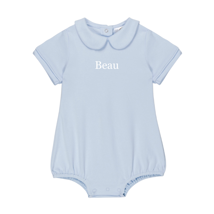 Personalized baby boy bubble with classic collar