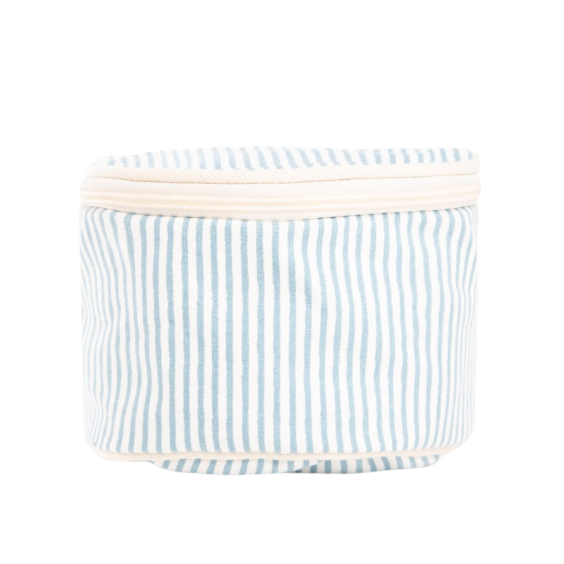 Blue SKy Canvas Stripe Circle Case, Monogrammed