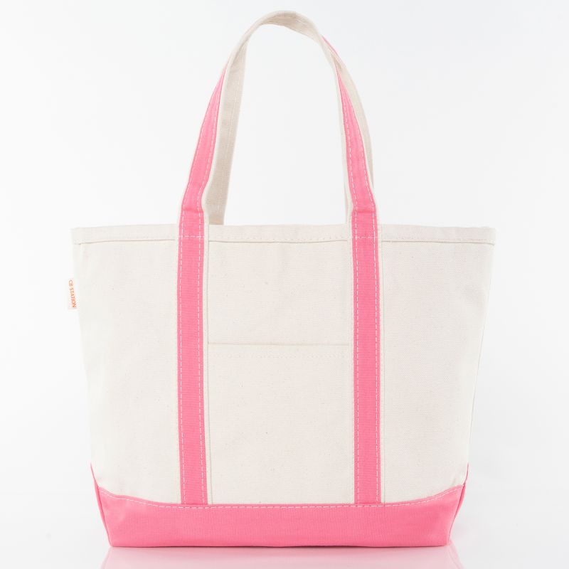 Coral Trim Canvas Tote Bag
