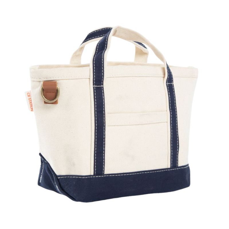 Crossbody Classic Boat Tote with Navy Trim