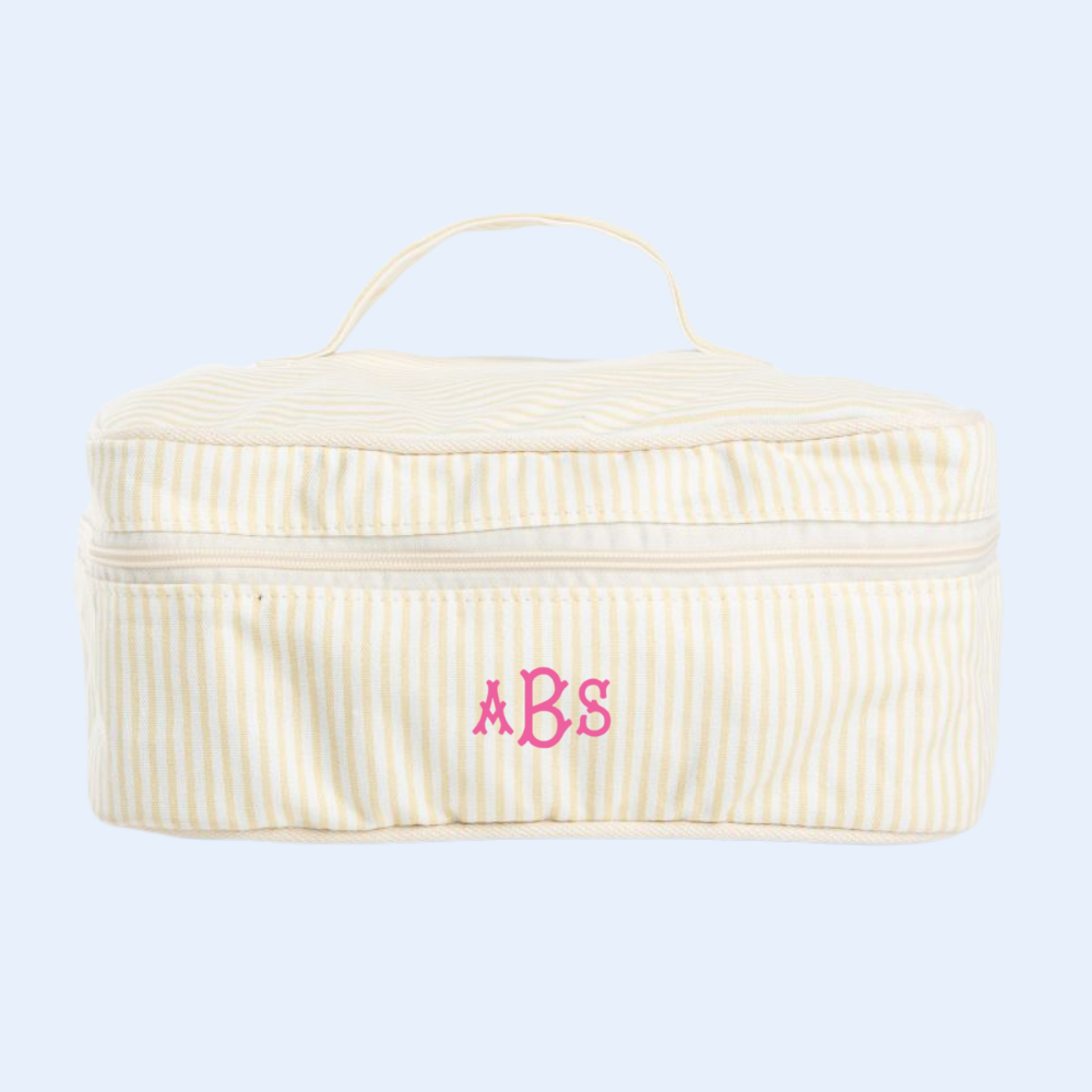 Custom Embroidered stripe Train Case