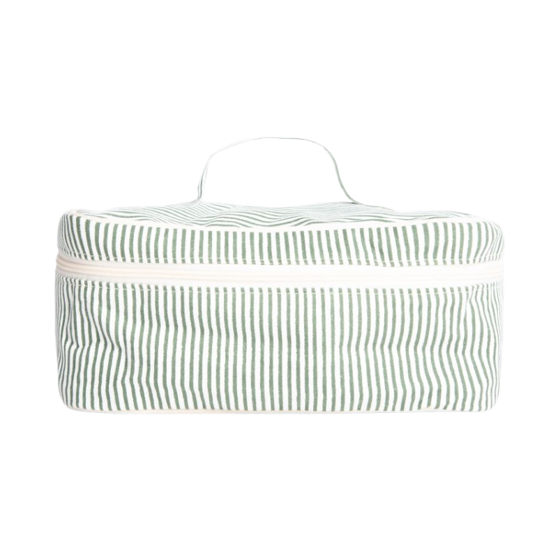 Dark Green Stripe Train Case, Monogrammed