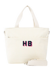 Embroidered Butter Yellow Stripe Canvas Cooler Tote 