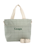 Embroidered Green Stripe Canvas Cooler Tote 