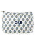 Embroidered Monogram Block Print Zip Bag