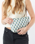 Embroidered Monogram Block Print Zip Bag