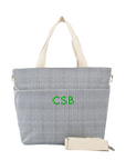 Embroidered Navy Stripe Canvas Cooler Tote 