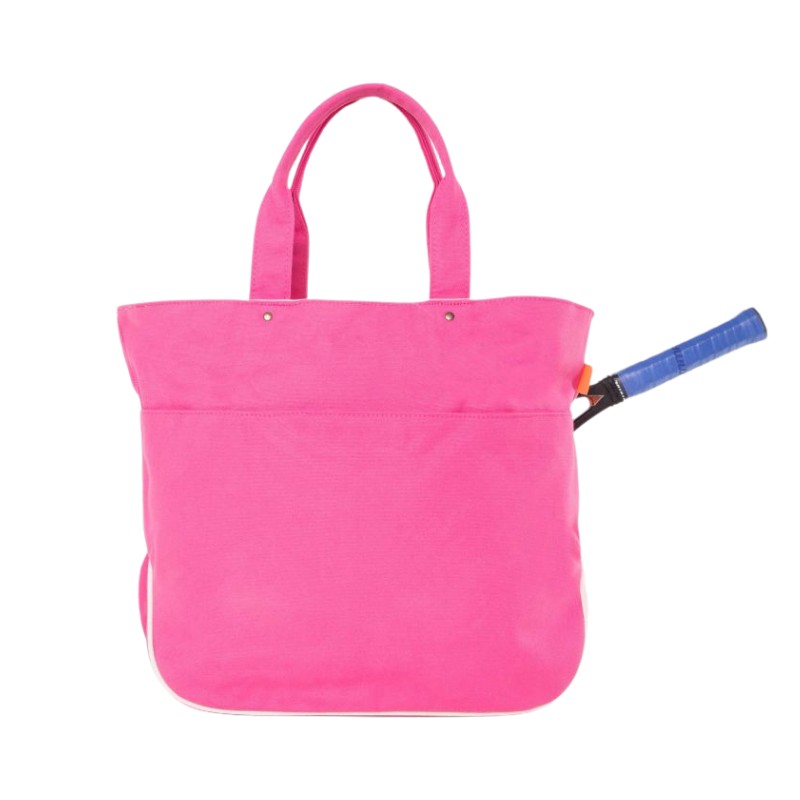 Embroidered Pink Canvas Tennis Tote Bag