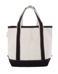 Embroidered Small Open Top Canvas Tote Bag, black trim