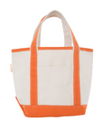 Embroidered Small Open Top Canvas Tote Bag, orange trim
