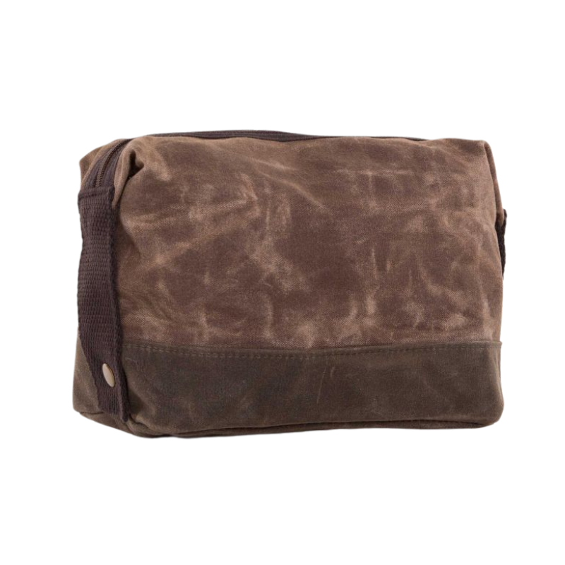Khaki Waxed Canvas Men's Toiletry Bag, Monogrammed
