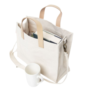 Monogrammed Leather Handle Crossbody Tote Bag