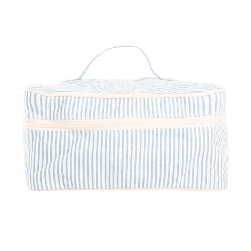 Light Blue Stripe Train Case, Monogrammed