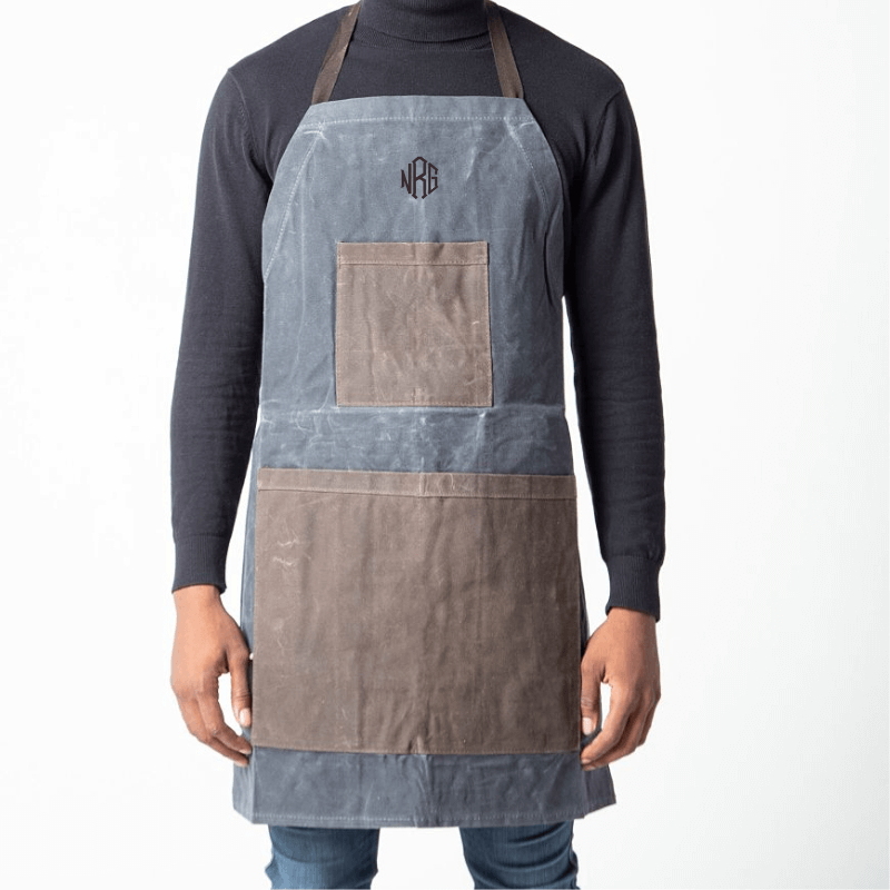 Monogram Waxed Apron for Him, Personalized gift for father's day