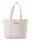 Personalized Pink Block Print Medium Canvas Tote Bag