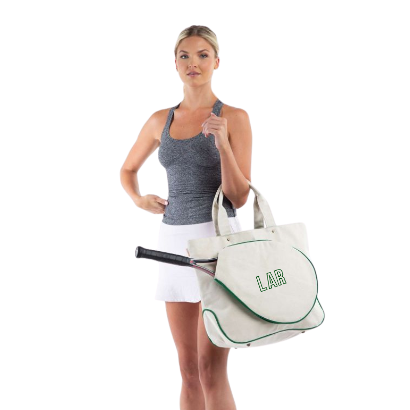 Monogrammed Canvas Tennis Tote Bag
